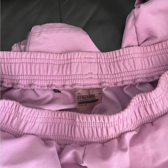 Gymshark Pink Loose Athletic Material Sweatpants Zipper Ankles - Picture 2 of 5